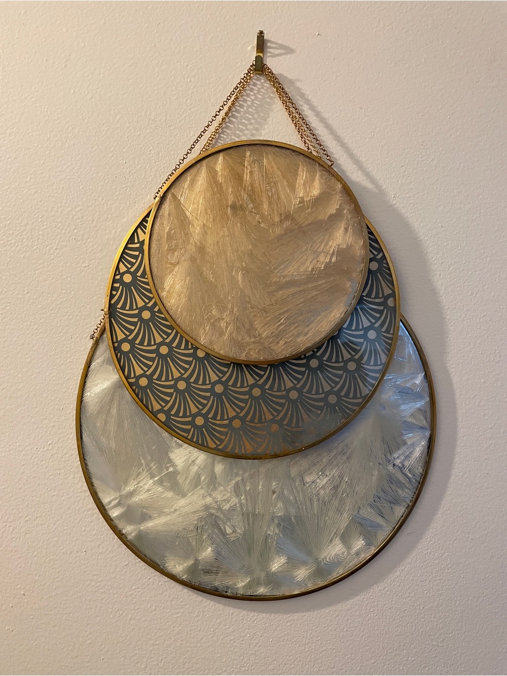 New West elm Set of 3 Gold-Trim Round Wall Hangings - Decorative Home Wall Decor